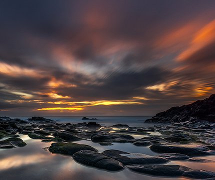 Langzeitbelichtung bei Sonnenuntergang